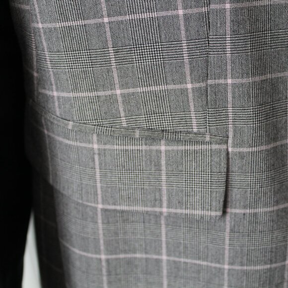 DKNY Black & White Plaid Faux Leather Sleeves  Blazer Jacket  Size M - Picture 7 of 16